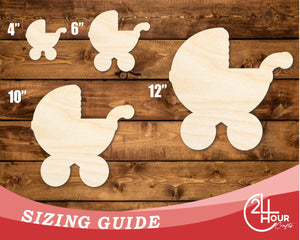 Unfinished Wood Baby Stroller Shape | DIY Craft Cutout | up to 46" DIY