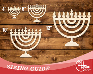 Unfinished Wood Hanukkiah Shape | DIY Craft Cutout | up to 46" DIY