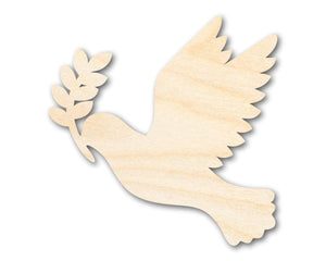 Unfinished Wood Dove and Olive Branch Shape | DIY Craft Cutout | up to 46" DIY