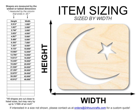 Unfinished Wood Islam Symbol Shape | DIY Craft Cutout | up to 46" DIY