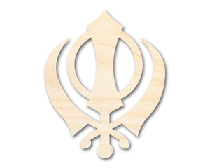 Unfinished Wood Khanda Sikhism Symbol Shape | DIY Craft Cutout | up to 46" DIY