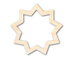 Unfinished Wood Baha'i Symbol Shape | DIY Craft Cutout | up to 46" DIY