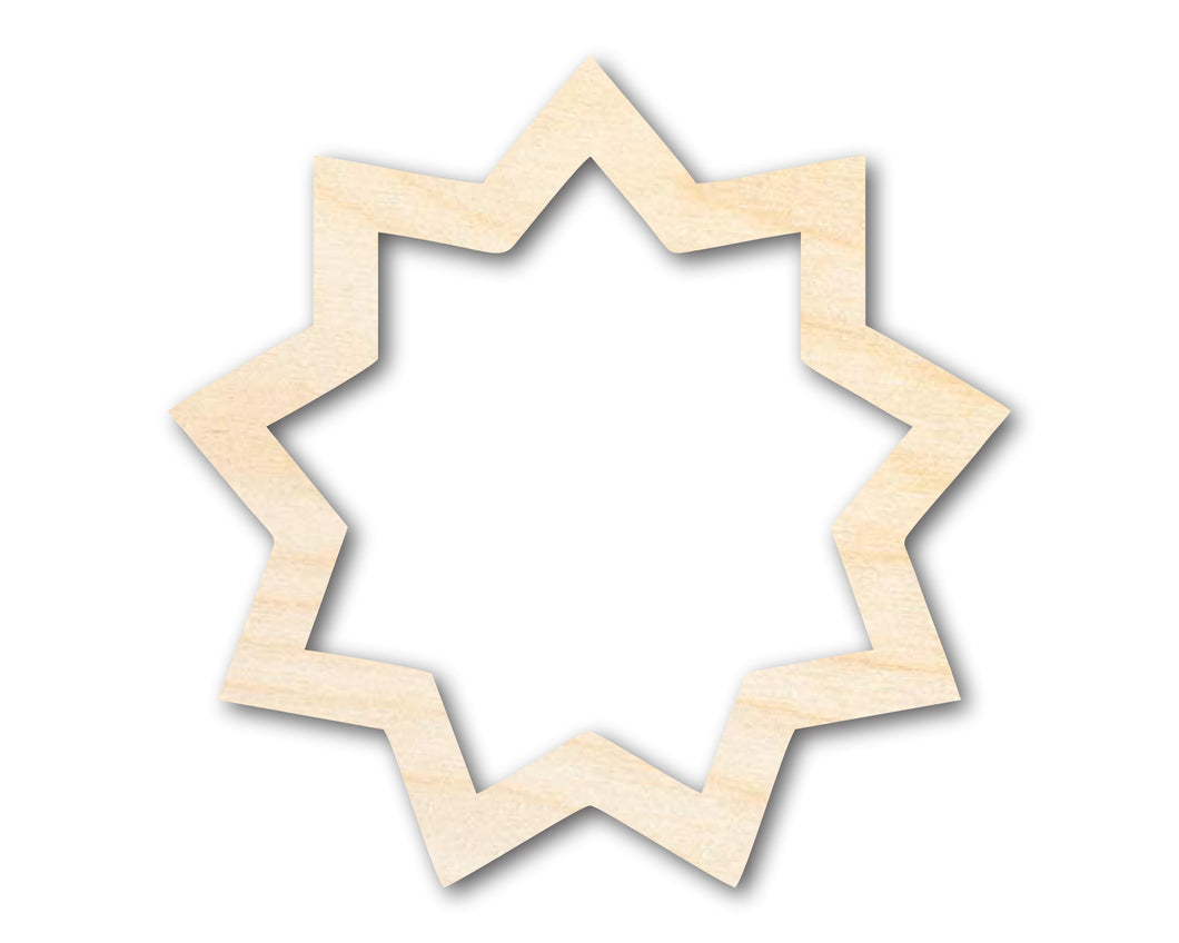 Unfinished Wood Baha'i Symbol Shape | DIY Craft Cutout | up to 46