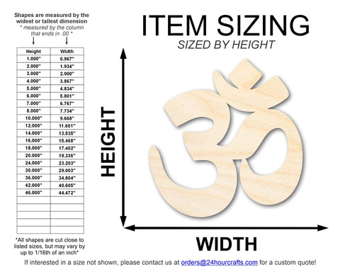 Unfinished Wood Om Hinduism Symbol Shape | DIY Craft Cutout | up to 46" DIY