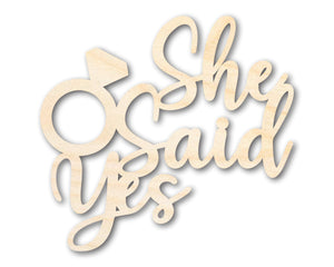 Unfinished Wood She Said Yes Shape | DIY Craft Cutout | up to 46" DIY