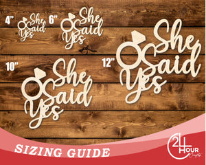 Unfinished Wood She Said Yes Shape | DIY Craft Cutout | up to 46" DIY