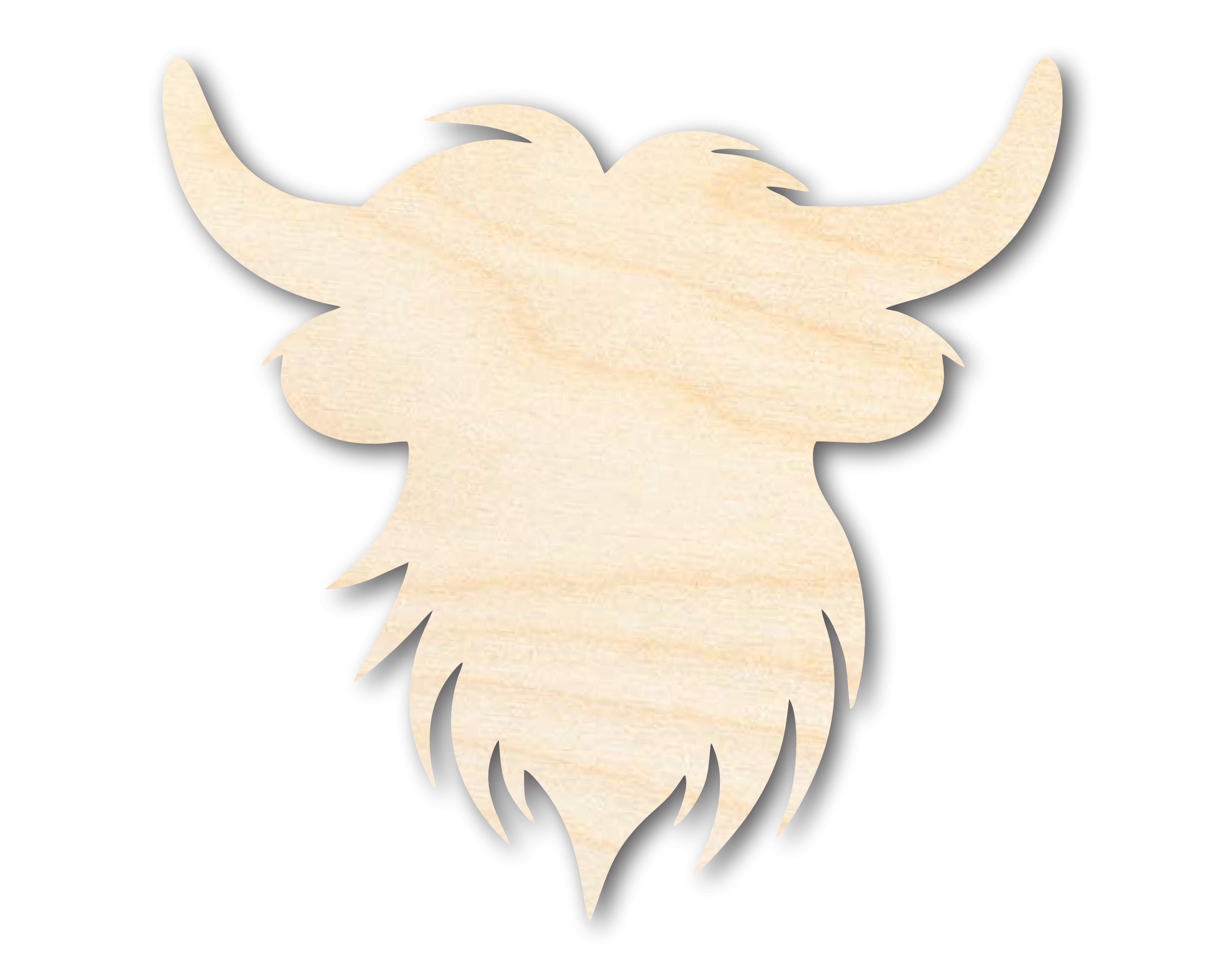 Unfinished Wood Highland Cow Head Shape | DIY Craft Cutout | up to 46