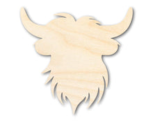 Load image into Gallery viewer, Unfinished Wood Highland Cow Head Shape | DIY Craft Cutout | up to 46&quot; DIY
