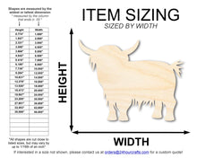 Load image into Gallery viewer, Unfinished Wood Highland Cow Shape | DIY Craft Cutout | up to 46&quot; DIY
