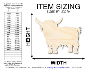 Unfinished Wood Highland Cow Shape | DIY Craft Cutout | up to 46" DIY