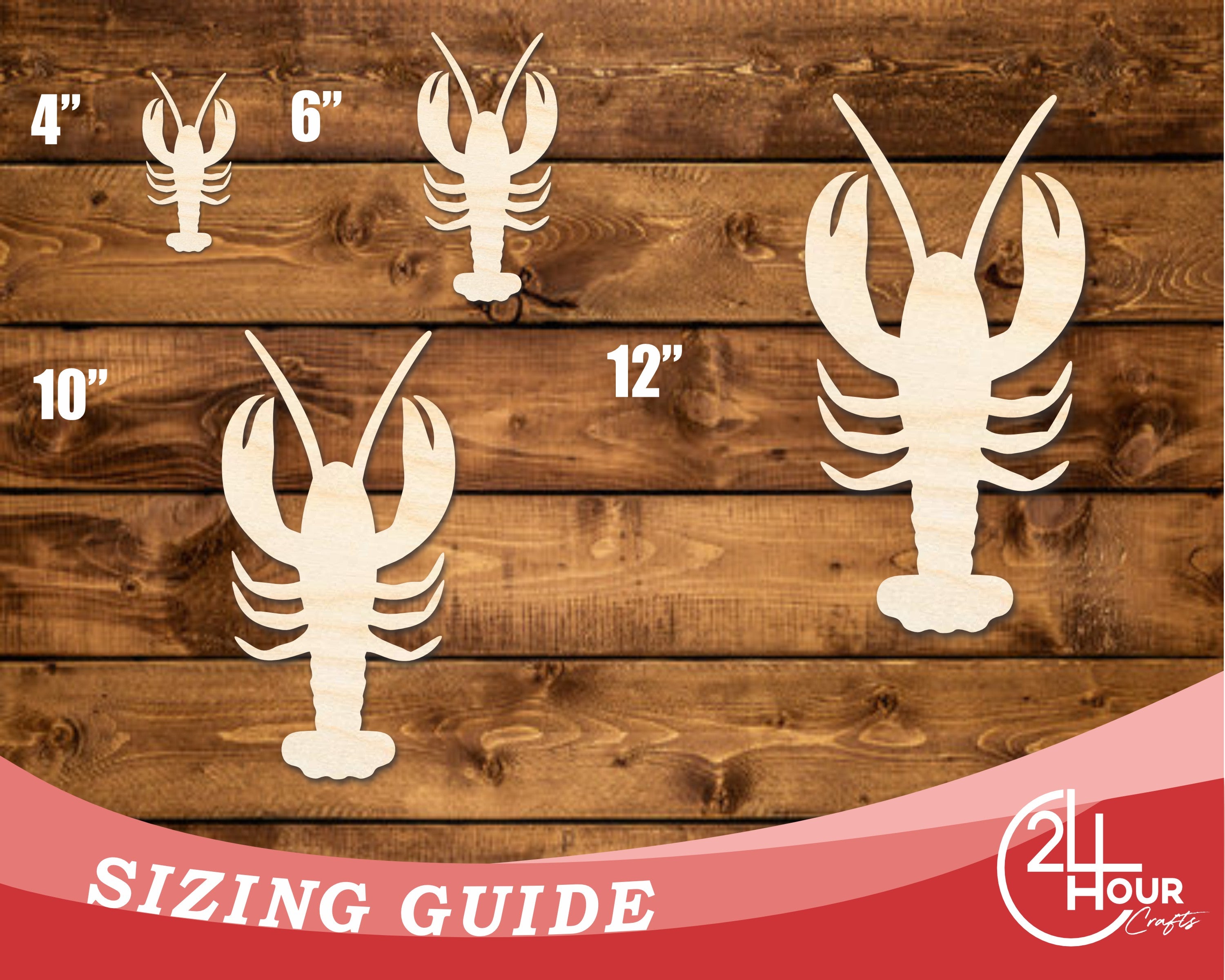 Unfinished Wood Crawfish Shape | DIY Craft Cutout | up to 46