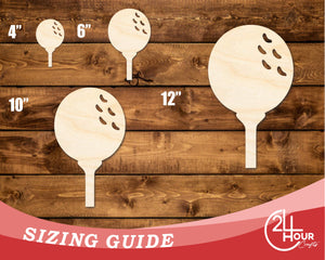 Unfinished Wood Golf Ball and Tee Shape | DIY Craft Cutout | up to 46" DIY