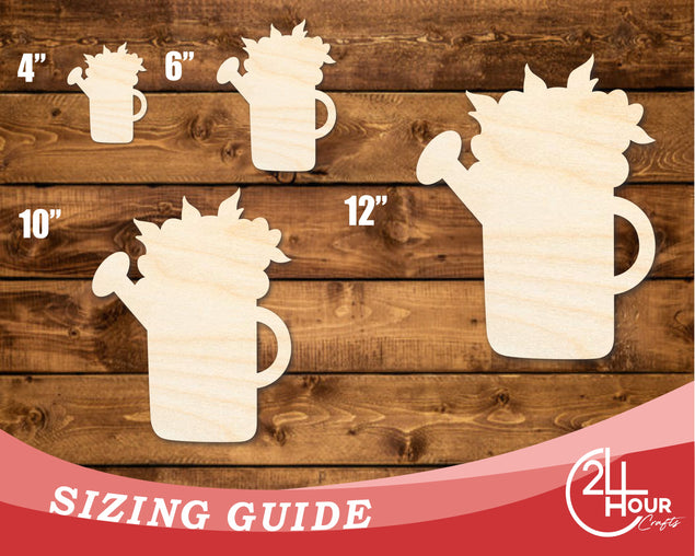 Unfinished Wood Floral Watering Can Shape | DIY Craft Cutout | up to 46