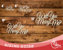 Load image into Gallery viewer, Unfinished Wood Will You Marry Me Sign | DIY Craft Cutout | up to 46&quot; DIY
