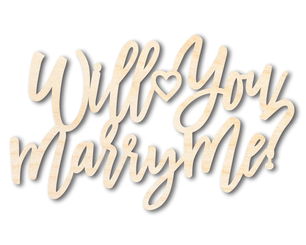 Unfinished Wood Will You Marry Me Sign | DIY Craft Cutout | up to 46