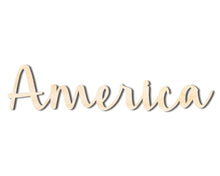 Load image into Gallery viewer, Unfinished Wood America Script | DIY Craft Cutout | up to 46&quot; DIY
