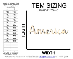 Unfinished Wood America Script | DIY Craft Cutout | up to 46" DIY