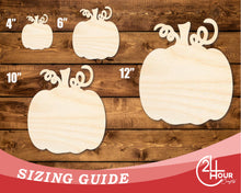 Load image into Gallery viewer, Unfinished Wood Pumpkin with Vines Shape | DIY Craft Cutout | up to 46&quot; DIY
