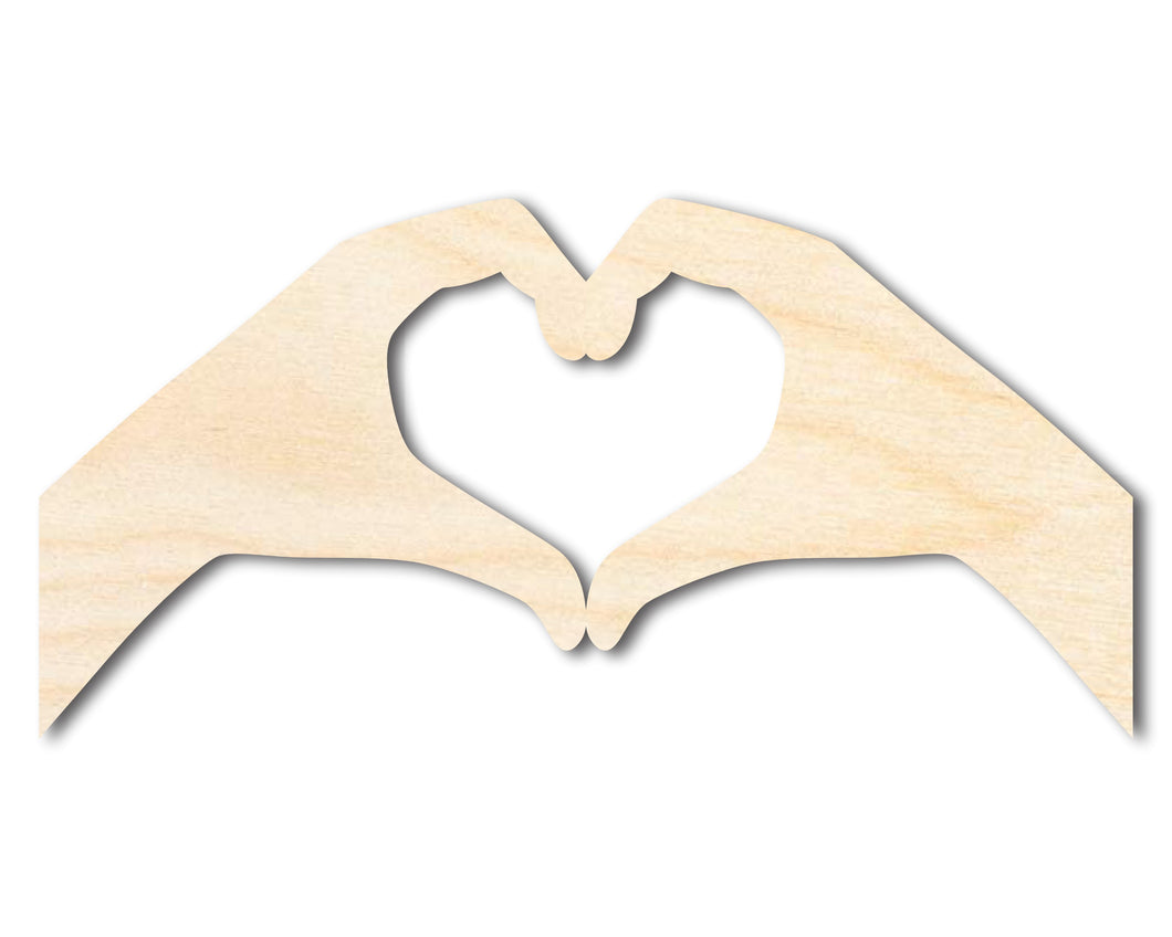 Unfinished Wood Heart Hands Shape | DIY Craft Cutout | up to 46
