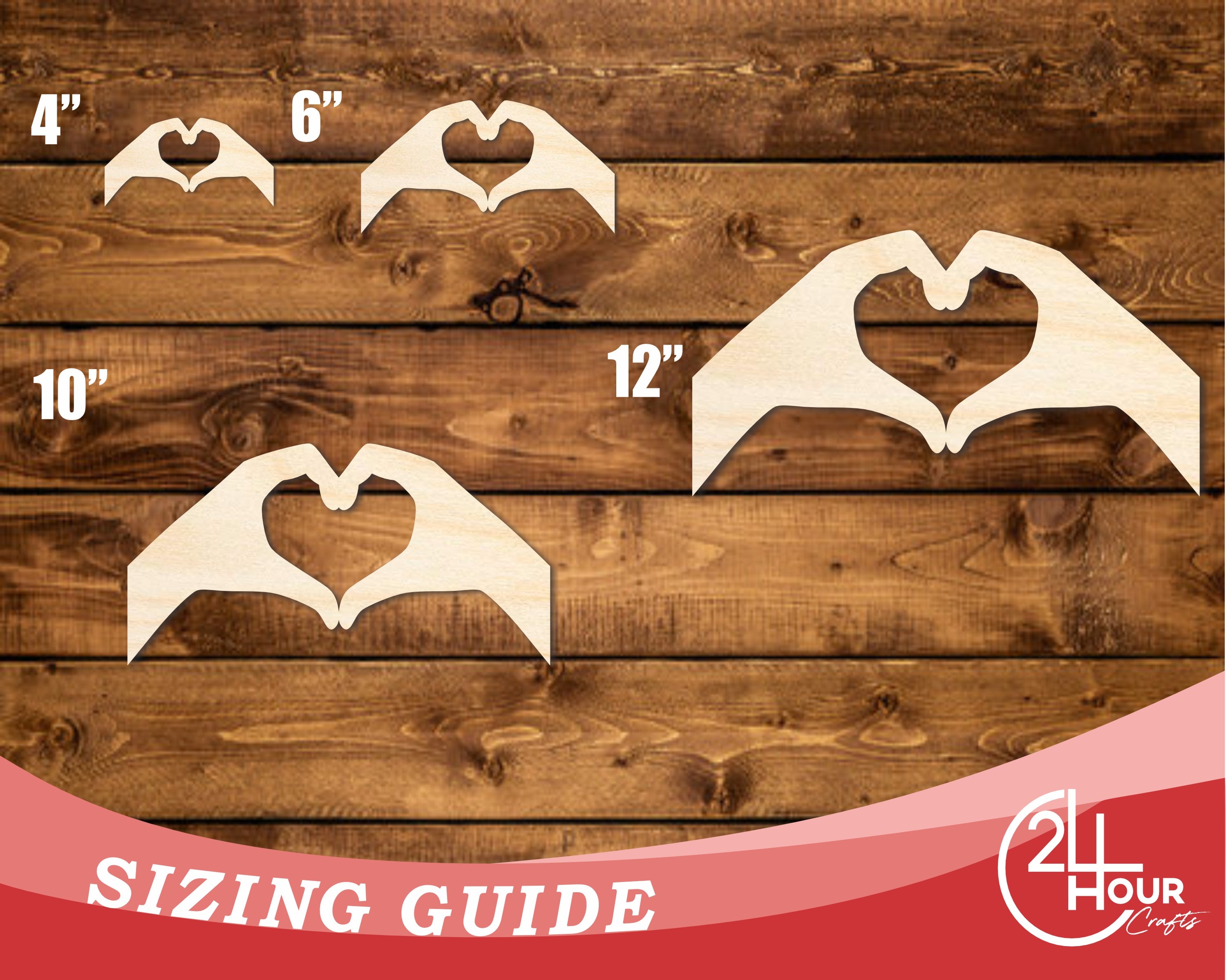 Unfinished Wood Heart Hands Shape | DIY Craft Cutout | up to 46