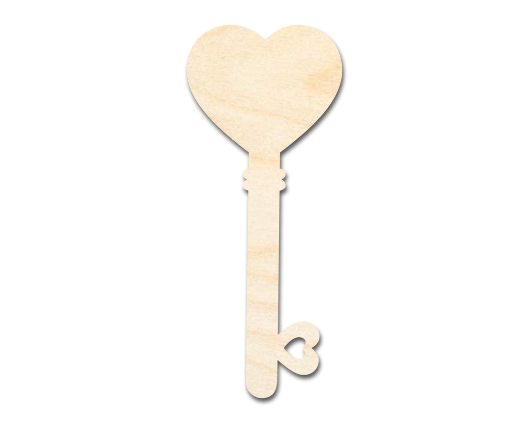 Unfinished Wood Heart Key Shape | DIY Craft Cutout | up to 46