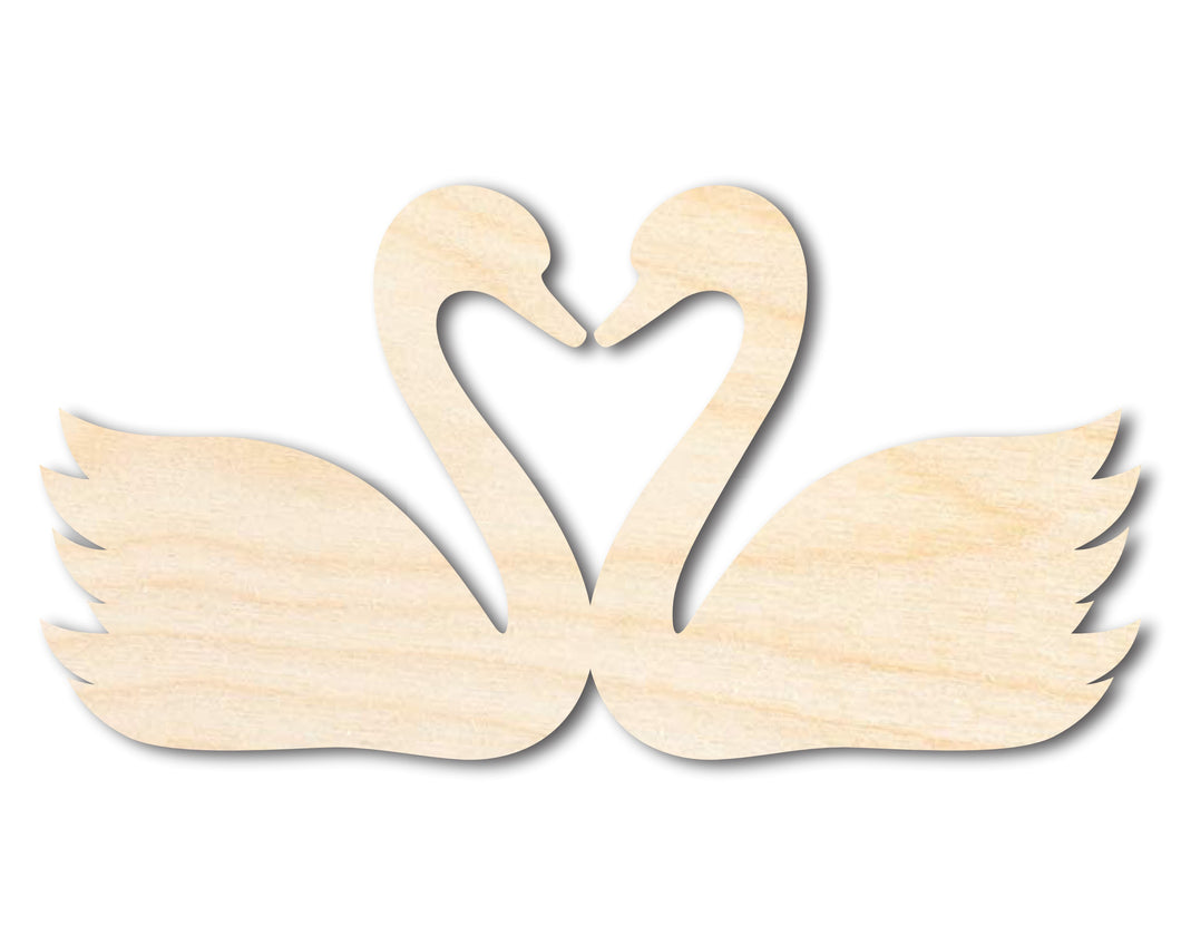 Unfinished Wood Love Swans Shape | DIY Craft Cutout | up to 46