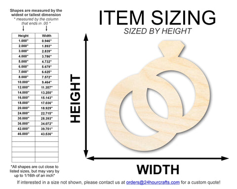 Unfinished Wood Wedding Rings Shape | DIY Craft Cutout | up to 46" DIY