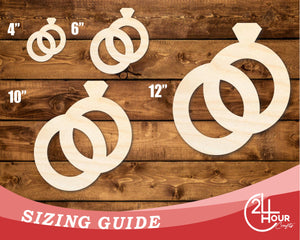 Unfinished Wood Wedding Rings Shape | DIY Craft Cutout | up to 46" DIY