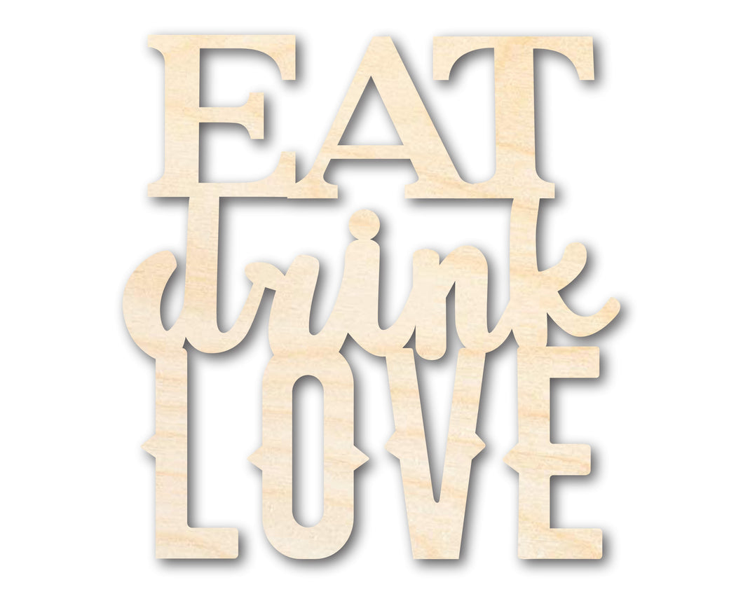 Unfinished Wood Eat Love Drink Cutout | DIY Craft Shape | up to 46