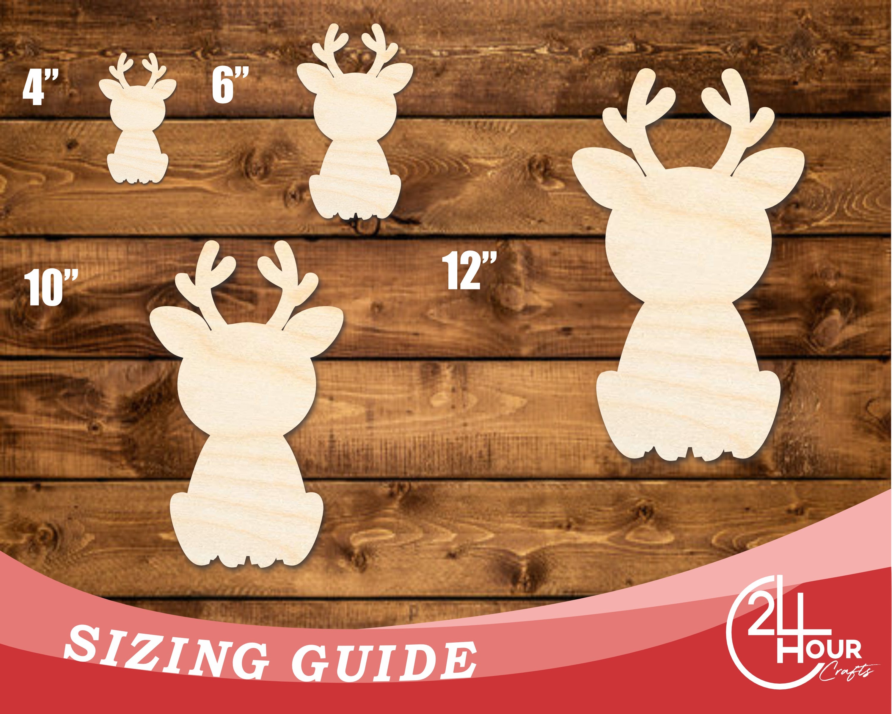 Unfinished Wood Cute Deer Shape | DIY Craft Cutout | up to 46