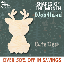 Load image into Gallery viewer, November Shape of the Month | Cute Deer Wood Cutout | Woodland | Unfinished Craft
