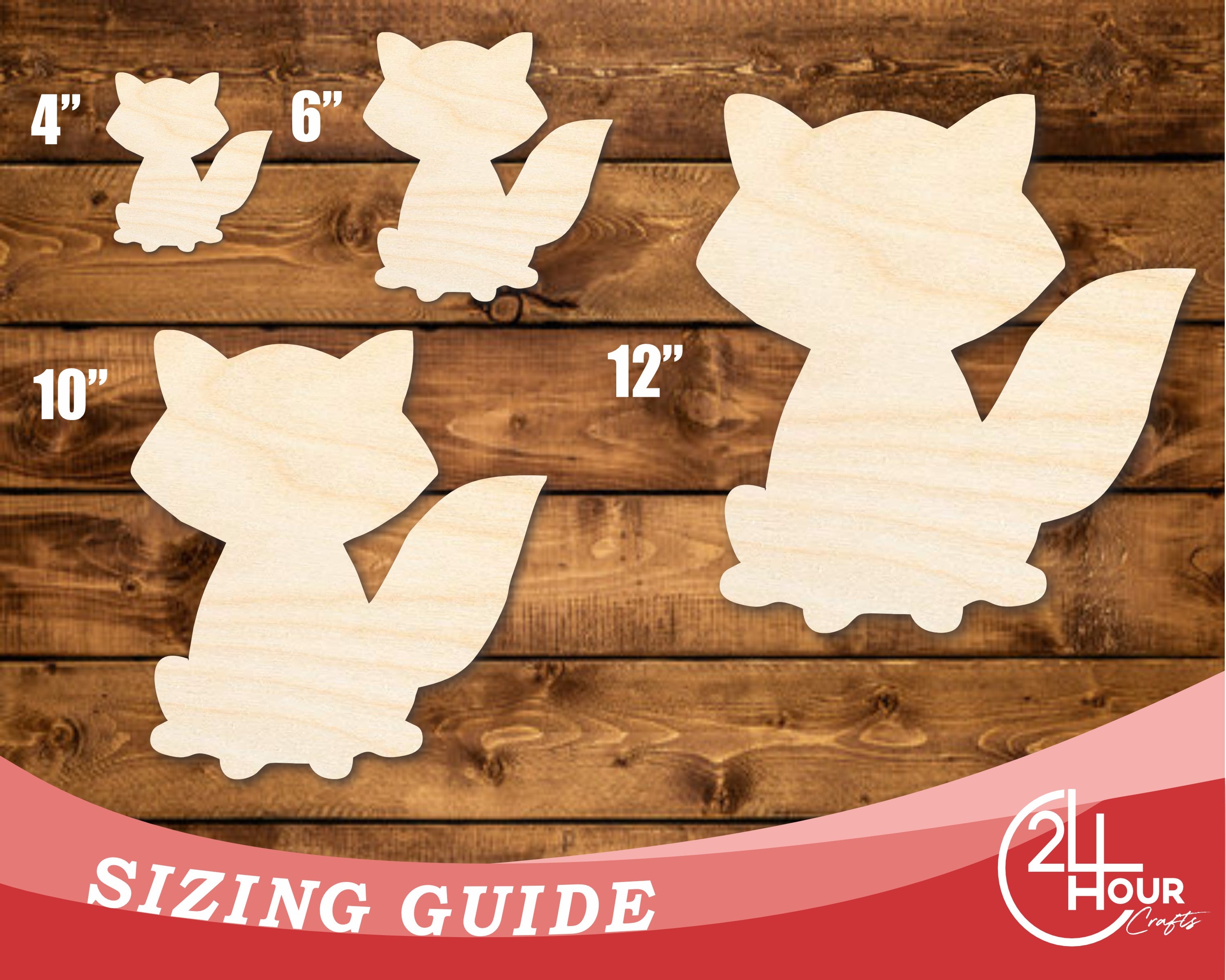 Unfinished Wood Cute Fox Shape | DIY Craft Cutout | up to 46