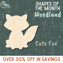 Load image into Gallery viewer, November Shape of the Month | Cute Fox Wood Cutout | Woodland | Unfinished Craft
