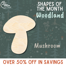 Load image into Gallery viewer, November Shape of the Month | Mushroom Wood Cutout | Woodland | Unfinished Craft
