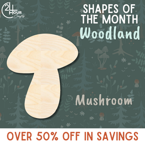 November Shape of the Month | Mushroom Wood Cutout | Woodland | Unfinished Craft