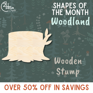 November Shape of the Month | Wooden Stump Wood Cutout | Woodland | Unfinished Craft