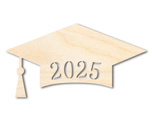 Load image into Gallery viewer, Unfinished Wood 2025 Graduation Cap Shape | DIY Craft Cutout | up to 46&quot; DIY
