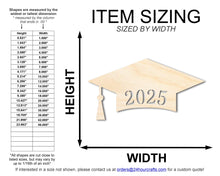 Load image into Gallery viewer, Unfinished Wood 2025 Graduation Cap Shape | DIY Craft Cutout | up to 46&quot; DIY
