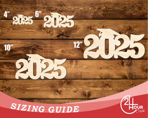 Unfinished Wood 2025 Grad Shape | DIY Craft Cutout | up to 46" DIY