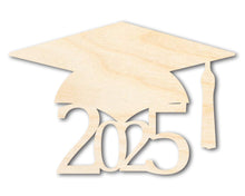 Load image into Gallery viewer, Unfinished Wood Grad Cap 2025 Shape | DIY Craft Cutout | up to 46&quot; DIY
