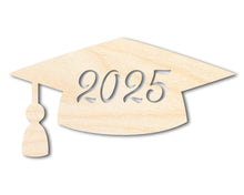 Load image into Gallery viewer, Unfinished Wood 2025 Grad Cap Shape | DIY Craft Cutout | up to 46&quot; DIY
