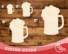 Load image into Gallery viewer, Unfinished Wood Beer Mug Shape | DIY Craft Cutout | up to 46&quot; DIY
