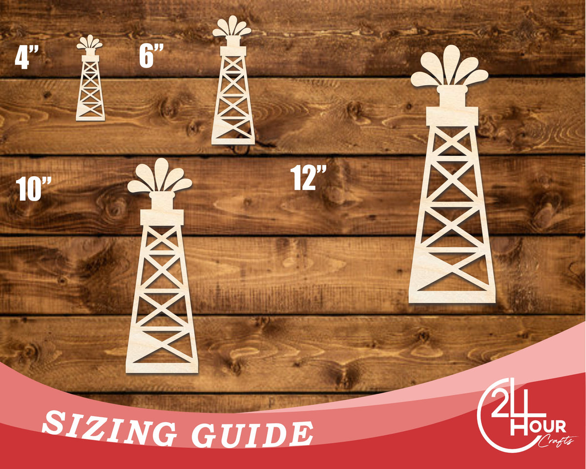 Unfinished Wood Oil Rig Shape | DIY Craft Cutout | up to 46