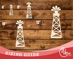 Unfinished Wood Oil Rig Shape | DIY Craft Cutout | up to 46" DIY