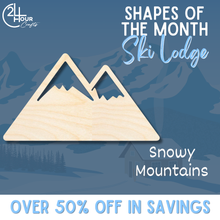 Load image into Gallery viewer, January Shape of the Month | Snowy Mountains Cutout | Ski Lodge | Unfinished Craft
