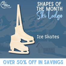 Load image into Gallery viewer, January Shape of the Month | Ice Skates Cutout | Ski Lodge | Unfinished Craft
