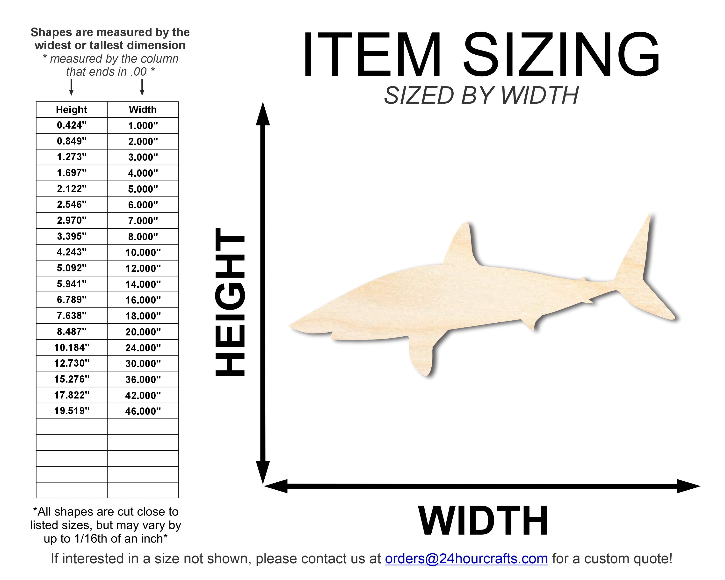 Unfinished Wood Swimming  Sand Tiger Shark Shape | DIY Craft Cutout | up to 46