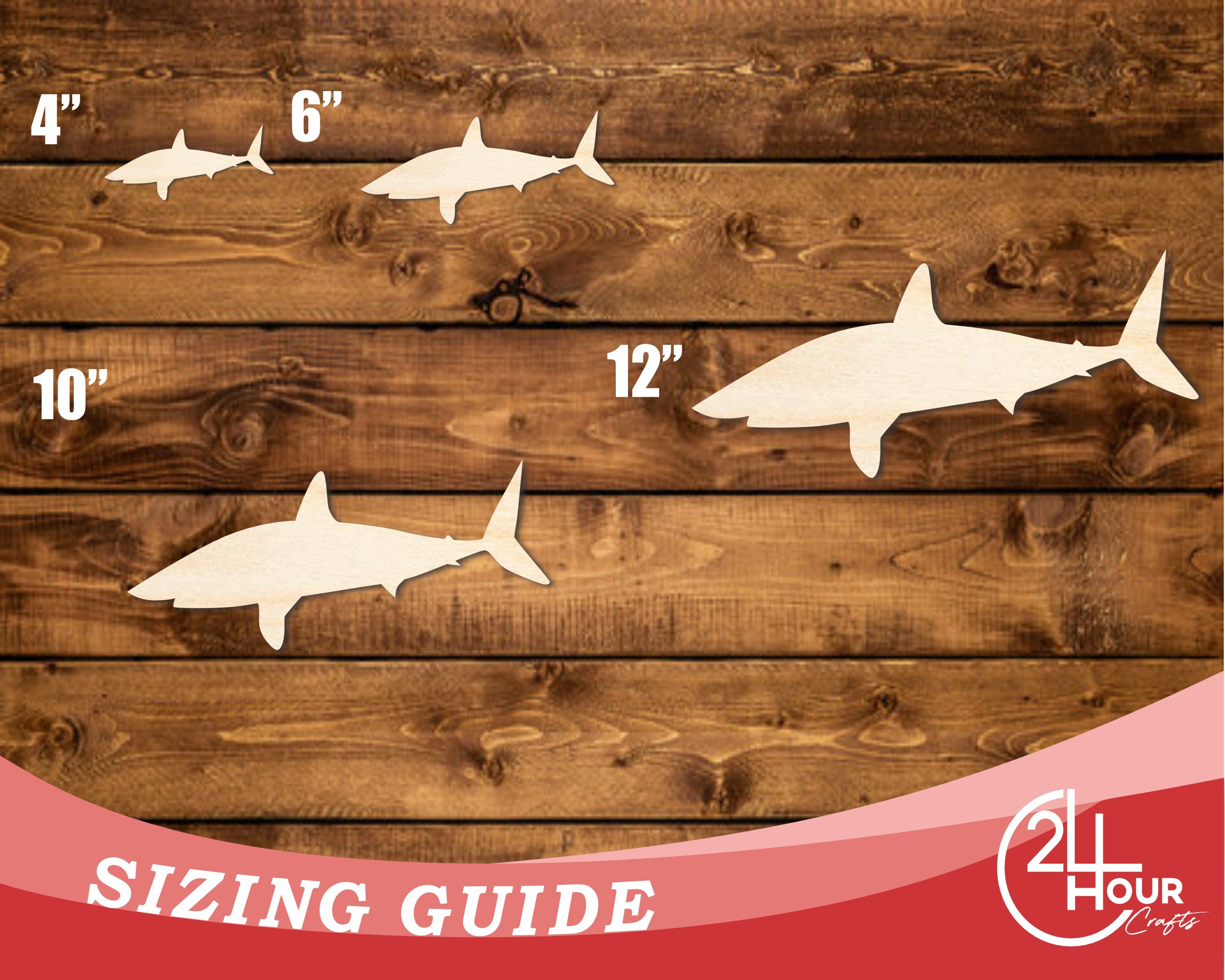 Unfinished Wood Swimming  Sand Tiger Shark Shape | DIY Craft Cutout | up to 46