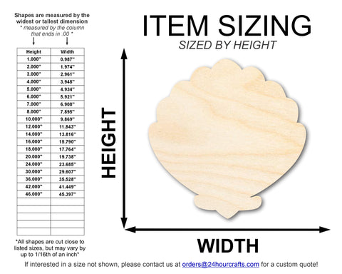 Unfinished Wood Clam Sea Shell Shape | DIY Craft Cutout | up to 46" DIY