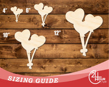 Load image into Gallery viewer, Unfinished Wood Heart Balloons Shape | DIY Craft Cutout | up to 46&quot; DIY
